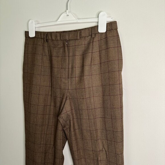 Pendleton Women's 100% Virgin Wool Brown Plaid Pant Suit Size 8/10 - Picture 6 of 8